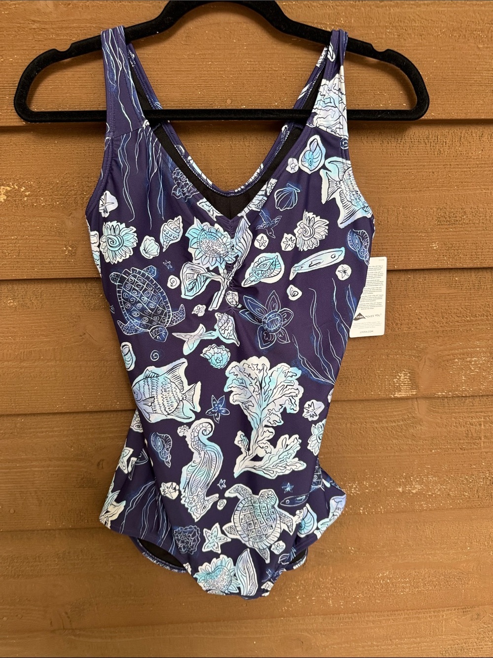 Sporti Navy Neptune’s Reef Conservative One-Piece Swimsuit size 10